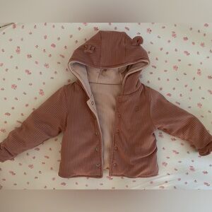 Ribbed blush Baby Jacket with Hood